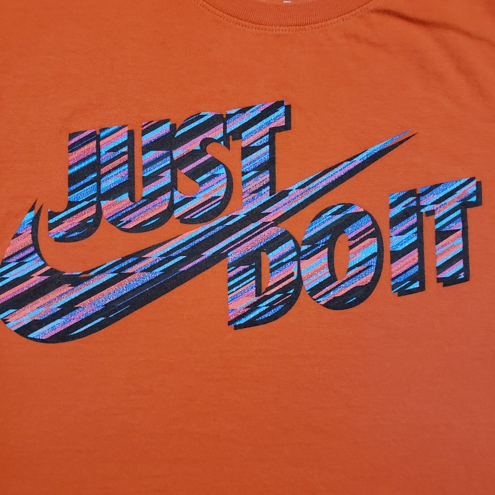 NIKE Shirt Mens 2XL Orange Just Do It Swoosh Logo Sportswear Tee - Picture 3 of 10